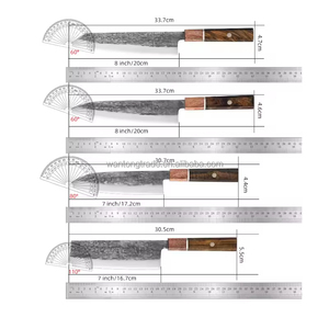 סכין santoku יפני, להב נירוסטה מזויפים, סכין חיתוך בקר רוזווד ידית