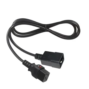 2 feet 16A/250V H05VV-F3G1.5 14/3 SJT Black IEC320 C20 Male Plug to C19 Connector Locking Power Cord