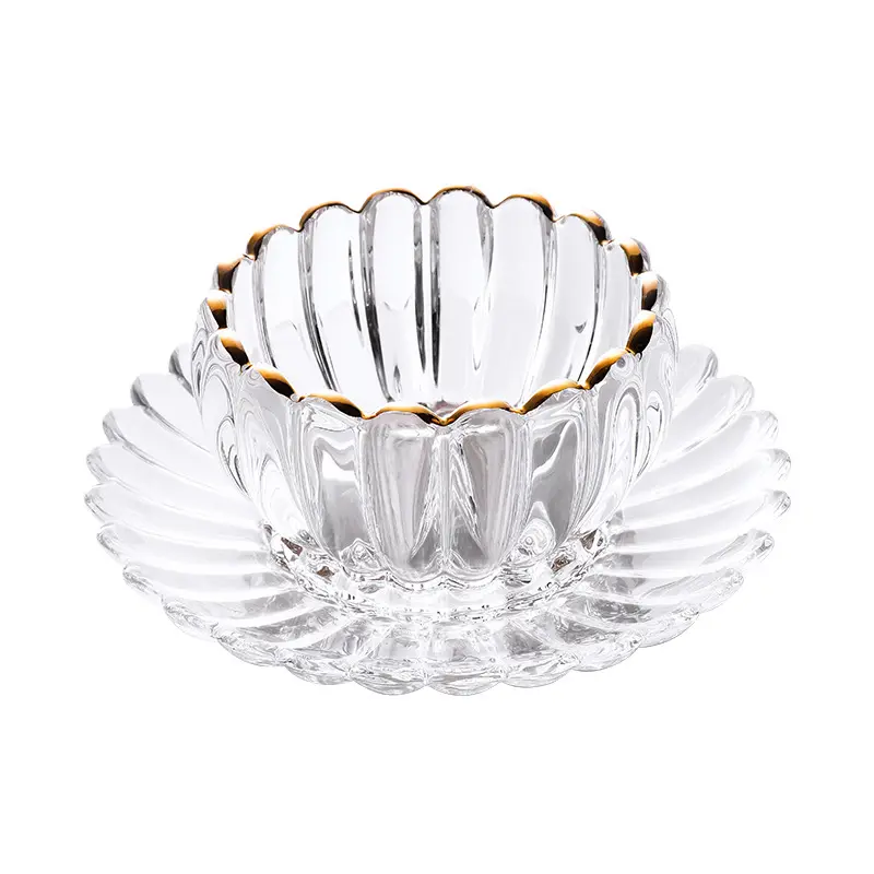 Горячая распродажа, прозрачная Золотая модная классическая стеклянная чаша с крышкой