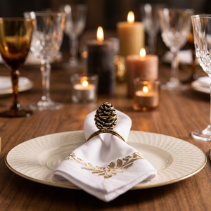 Luxury Brass <b>Pinecone</b> Napkin Ring 4.5cm Wedding Table Decoration Durable Design - Product Image 2