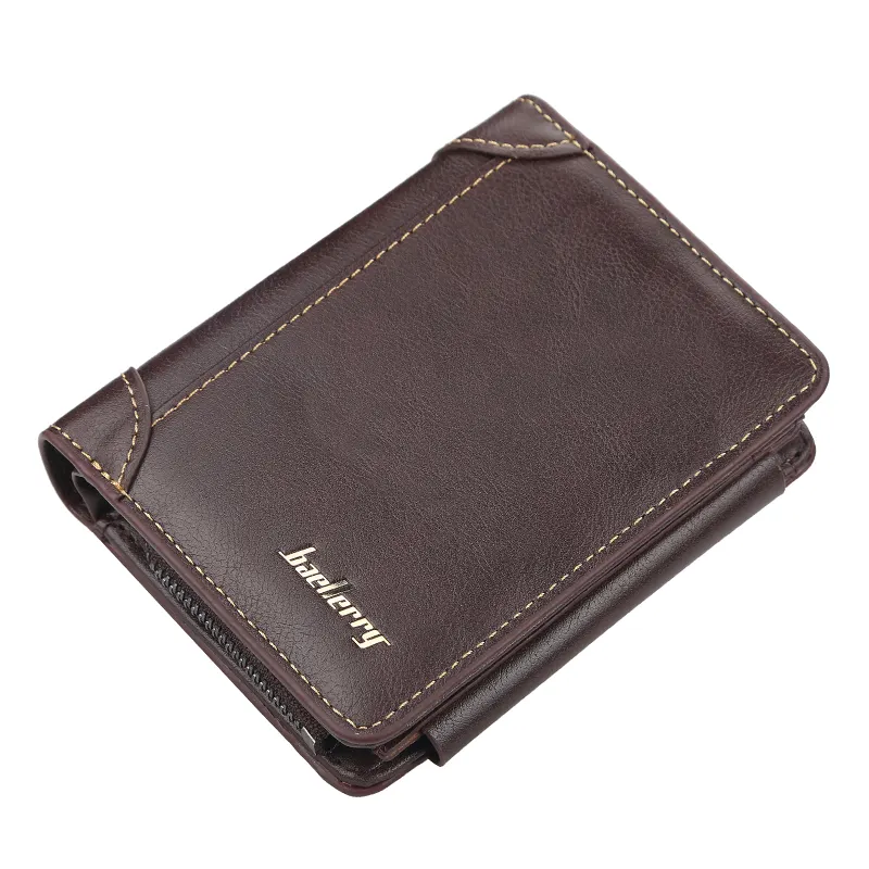 Baellerry Europe fashion tri-fold card wallet men leather wallet coin purse