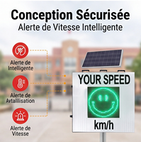 Panneau de signalisation routière émotionnel solaire personnalisé avec détection radar de vitesse et limiteur de vitesse pour véhicules (visage souriant)