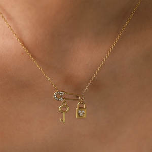 Colliers en acier inoxydable 316L sur mesure, plaqués or 14K 18K PVD, bijoux fins, pendentifs à clip en zircon pour femmes - Product Image 1