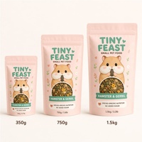 Sachets d'emballage personnalisés pour aliments pour petits animaux, avec fenêtre transparente, refermables, à fermeture éclair, en plastique pastel, pour marques de produits pour animaux de compagnie de petite taille