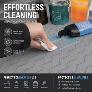 Grand tapis de protection en silicone pour rangement domestique, pliable, avec drainage en forme de vague - Product Image 4