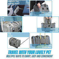 Sac de transport pour animaux de compagnie avec roues approuvé par les compagnies aériennes, pliable et détachable, chariot de transport pour animaux de compagnie avec roues