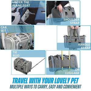 Sac de transport pour animaux de compagnie avec roues approuvé par les compagnies aériennes, pliable et détachable, chariot de transport pour animaux de compagnie avec roues - Product Image 6