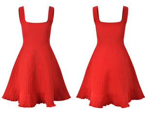 2025 donna retrò Mini <span class=keywords><strong>abito</strong></span> senza maniche <span class=keywords><strong>in</strong></span> <span class=keywords><strong>maglia</strong></span> rossa stile solido per feste di vacanza di piacere datazione dolce vita naturale - Product Image 5