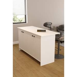 Ayder 160cm White Kitchen Island <b>Bar</b> Table Multi-Purpose Patented Cabinet with 4 <b>Doors</b> - Product Image 4