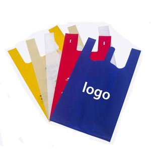 Bolsa de Compras Promocional al por Mayor Tipo Camiseta, Azul, de Polipropileno No Tejido, Económica, Colgable - Product Image 6