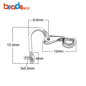 Fil d'oreille à clipser Beadsnice en argent sterling 925 réglable avec clip de boucle d'oreille à vis à charnière - Product Image 5