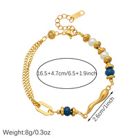 Bracelet en acier inoxydable avec perles vintage uniques, perles irrégulières en lapis-lazuli, bijoux pour femmes de haute qualité en or 18 carats