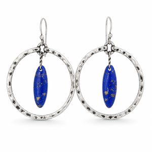 Orecchini a Cerchio Grandi Vintage a Forma di Oliva Blu Scuro, Gioielli di Moda per Donne - Product Image 1