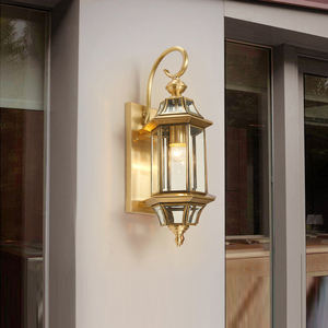 Lámpara de pared de cristal de latón dorado antiguo, lámpara montada de diseño de cobre Vintage, proyecto de hogar de Hotel, jardín, decoración de luz al aire libre - Product Image 5