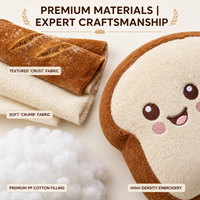 Peluche personnalisée Pain au levain avec yeux brodés, Fabricant de jouets en peluche sur mesure, Jouet en peluche doux, Marquage OEM