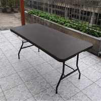 Table d'appoint pliable en plastique rotin de haute qualité, 6 pieds, pour camping et extérieur