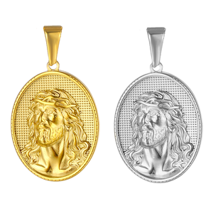 Pendentif visage de Jésus bicolore multicolore en acier inoxydable anti-ternissement, bijoux personnalisés, collier vintage, breloques - Product Image 6