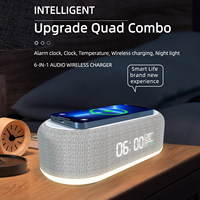 6-in-1 15W snellader QC3.0 LED nachtlampje temperatuur tijd wekker bureau draadloos opladen voor smartwatch & oordopjes