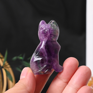 Escultura de Animal Tallada en Cristal al por Mayor, Estatua de Gato de Cristal Natural para Decoración Fengshui - Product Image 2