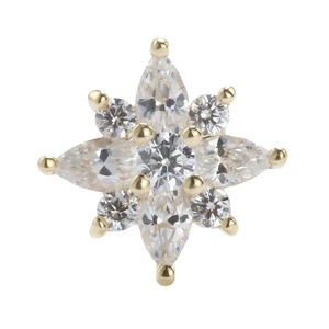 Bijoux de corps filetés Giometal China Marquise et RD Flower, en <span class=keywords><strong>or</strong></span> massif 14 carats, pour piercing hélix, pour mariage - Product Image 1