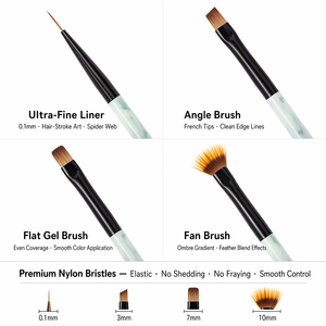 Stylo à ongles en acrylique coloré, 8 styles, pinceau liner en nylon pour dessin au gel UV, manucure DIY en salon - Product Image 5