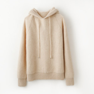 <span class=keywords><strong>Pull</strong></span> tricoté personnalisé pour <span class=keywords><strong>femme</strong></span>, style coréen, coupe ample, super doux, épaissi, à capuche, avec épaules dénudées, couleur unie, pour l'automne et l'hiver - Product Image 2