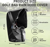 Amrta Housse de protection imperméable en nylon pour sac de golf, avec logo personnalisé, noire, type parapluie, pour sacs de golf à chariot, 50x55cm, convient à la plupart des sacs de golf