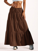 Jupe longue plissée texturée raffinée pour femme, style bohème fluide avec taille à cordon, idéale pour les vacances printemps-été