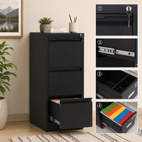 Archivador Vertical Europeo, Gabinete de Almacenamiento de Metal y Acero con 3 Cajones y Cerradura