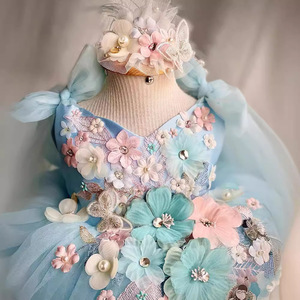 Vestido de Princesa <span class=keywords><strong>Lolita</strong></span> 2026, Nuevo Estilo Floral, Falda Larga con Volumen, Vestido de Cumpleaños para Niñas de Un Año - Product Image 2