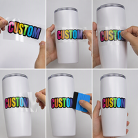 Prêts à poser, autocollants imperméables pour impression ponctuelle, sans fond, logo en relief, adhésif puissant, enveloppes de tasses en PVC