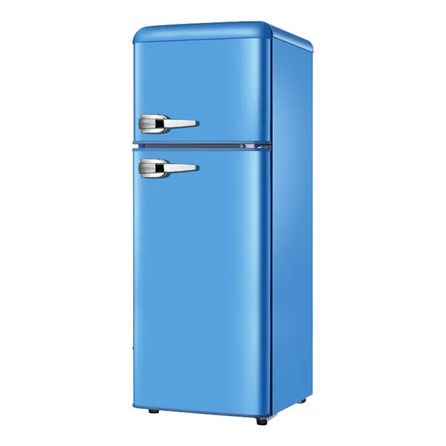 Petit réfrigérateur rétro à double porte 108L réfrigérateur à porte à arc circulaire de couleur domestique personnalisé pour beau et pratique