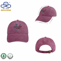 Gorras de Béisbol de Mezclilla Lavada con Bordado Personalizado de Fábrica Ecológica, de Algodón Orgánico Morado, para Uso Casual Unisex