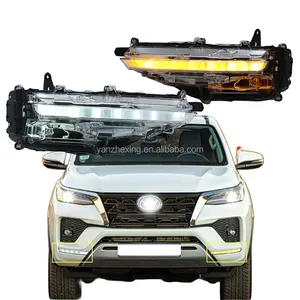 YZXカーアクセサリーオートDRLLEDデイタイムランニングライトフォグランプライトforToyota Fortuner2021