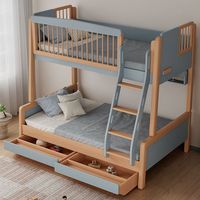 Ensemble de meubles de chambre à coucher en bois Lit superposé double pour enfants avec tiroir de rangement et escalier