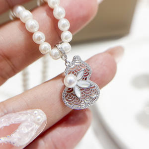 31475 Accessoires de perles DIY Pendentif en argent S925 avec support vide rond de 4-6 mm Pendentif gourde or/argent Coupe princesse pour cadeaux - Product Image 4