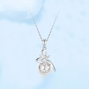 Vente en gros sur mesure S925 Collier de perles en argent Sterling pour femmes Chaîne de clavicule en zircon avec nœud de luxe - Product Image 2