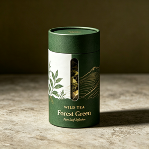 Tubo de papel premium con ventana transparente de PVC para té y café a granel, cilindro de cartón reciclable para empaque de regalo. - Product Image 3