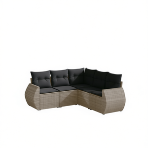 Ensemble de canapés de jardin en rotin gris, mobilier d'extérieur au design contemporain, rotin PE résistant aux UV, coussins en mousse haute densité - Product Image 1