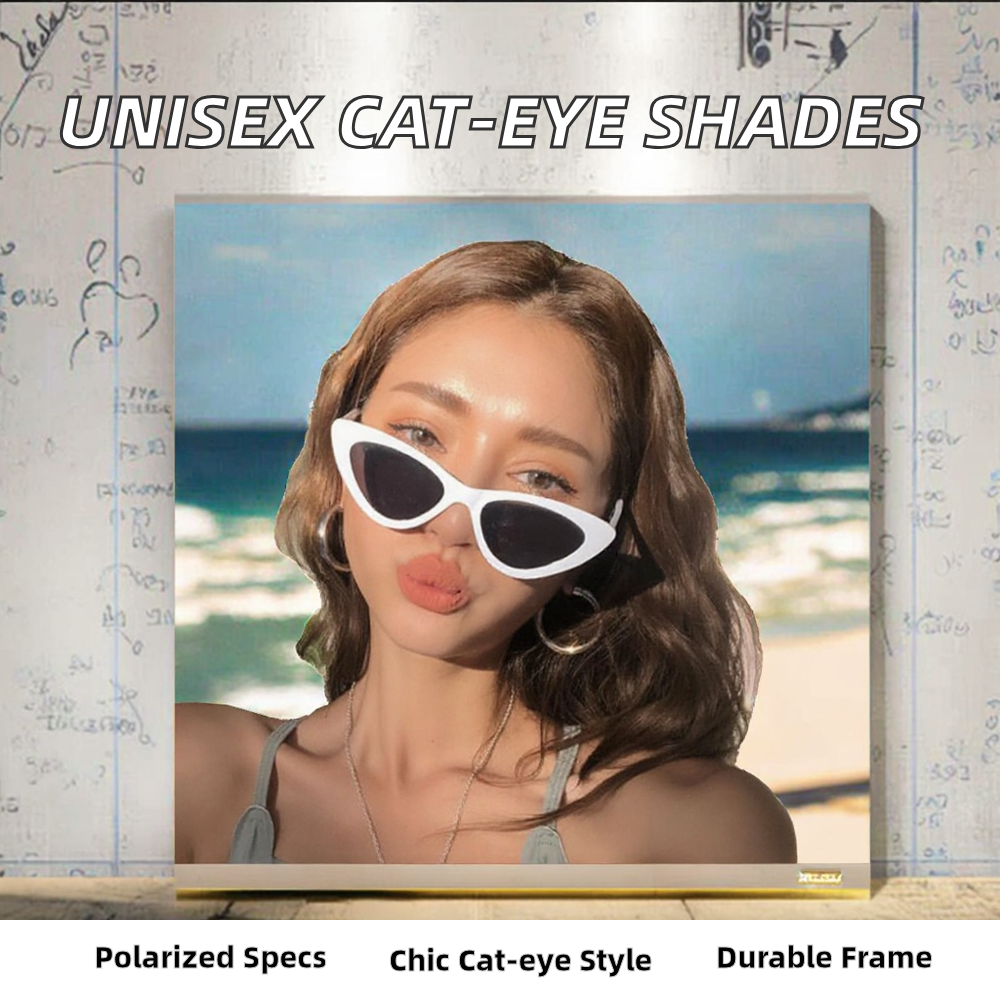 Fashionable Cat-Eye Triangular Sunglasses for Men and Women Polarized Acrylic Lenses with PC Frame