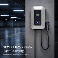 Station de recharge murale pour voitures électriques NECS modèle 3010, nouvelle, 7 kW, 11 kW, 22 kW, type 2 AC, argent