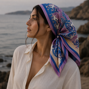 Écharpe carrée en soie respirante pour femme, toutes saisons, motif européen et américain, imprimé numérique, réversible, pour usage quotidien - Product Image 2