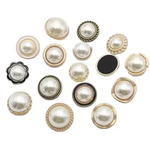 2021 New Style Fancy Plastic ABS Sewing Pearl Garment Decorative Metal Shank Button