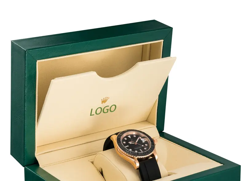 In Stock Luxury Custom Logo brand wooden and Pu Leather gift Box for Watch Shop Store Wooden Watch Box case