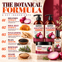 HILOTION Shampoing et après-shampoing botaniques à l'oignon rouge, masque capillaire, huile, OEM ODM, marque privée, ensemble de soins capillaires pour renforcer, nourrir et lisser les cheveux