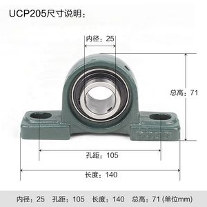 Rodamiento de Montaje Vertical Ucp205, 25 mm de Diámetro Interior, Carcasa de Hierro Fundido, Rodamiento Esférico Sellado, Métrico - Product Image 2