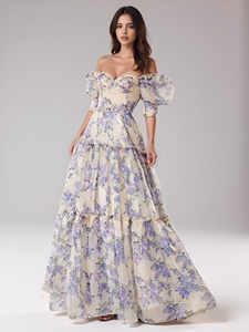 <span class=keywords><strong>Abito</strong></span> da donna elegante in <span class=keywords><strong>organza</strong></span> a spalle scoperte, stile europeo, <span class=keywords><strong>lungo</strong></span>, per ballo di fine anno/festa serale, modello fluido da fata, nuova collezione Primavera Estate 2026 - Product Image 3