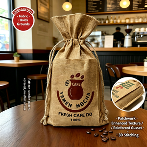 ถุงผ้ากระสอบแบบดั้งเดิม บรรจุเมล็ดกาแฟ 1 ปอนด์ ถุงผ้าป่านสำหรับบรรจุผงกาแฟ ถุงผ้ากระสอบแบบมีเชือกผูก สำหรับตกแต่งร้านกาแฟ ถุงผ้าฝ้ายลินินสำหรับเก็บของ - Product Image 2