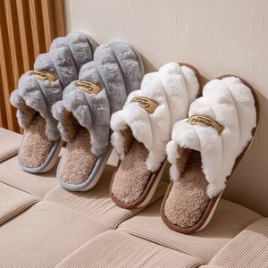 Chaussons en coton pour femmes et hommes âgés 2024 Bout fermé Utilisation intérieure à domicile Antidérapant Doux et chaud Semelles épaisses Automne Hiver - Product Image 5