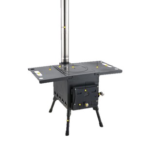 Portable Outdoor Wood Burning <b>Stove</b> For Camping Cooking Barbecue And Grilling With Open Door Design And Flame Viewing - Product Image 5